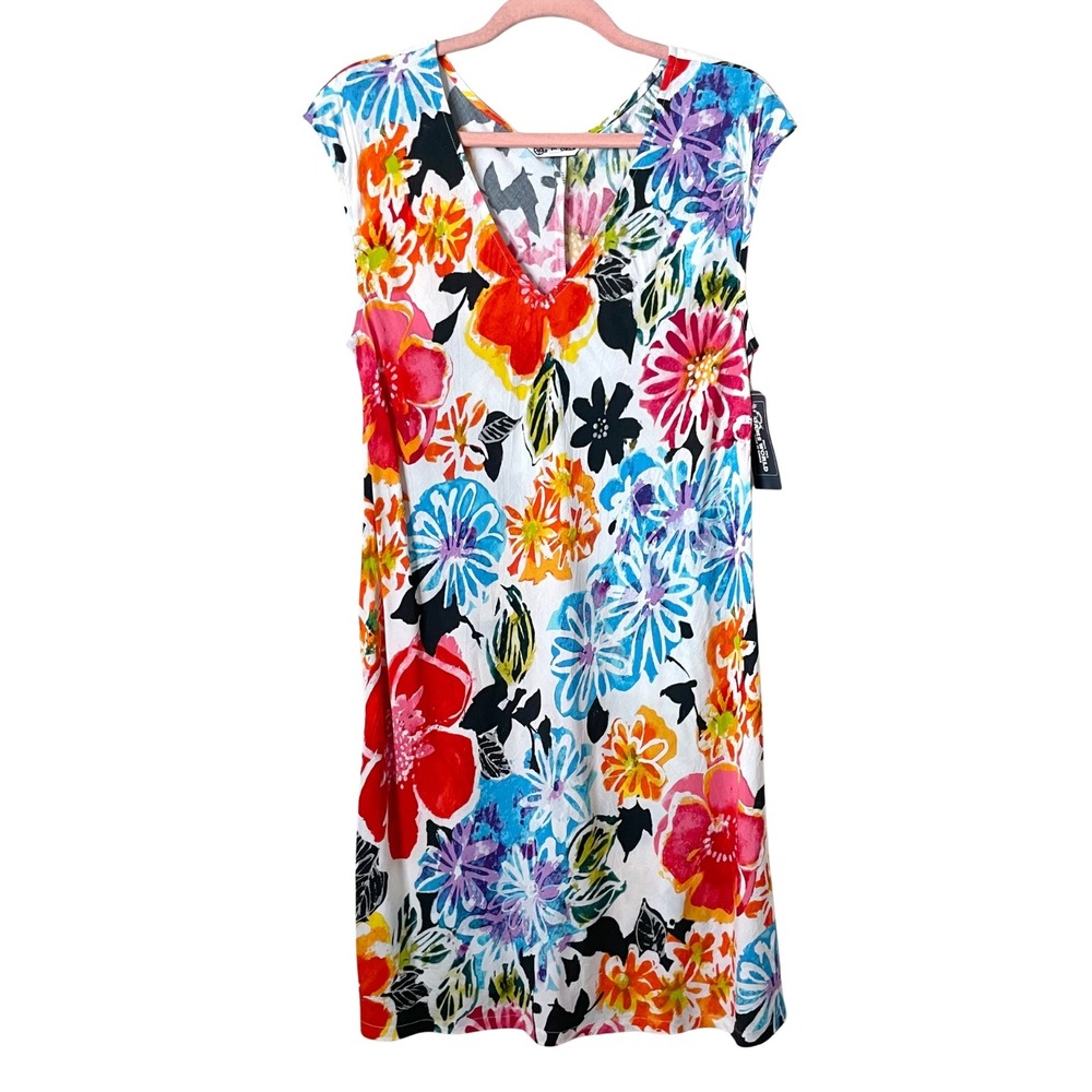Jams World Dress Womens Medium Epiphany Floral Mini Hawaiian Tropical Resortwear